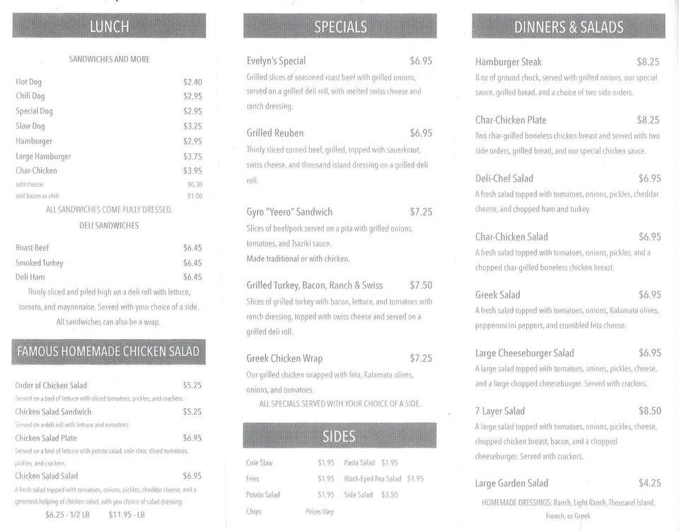Carta del restaurante Our Place, Gardendale, Main St