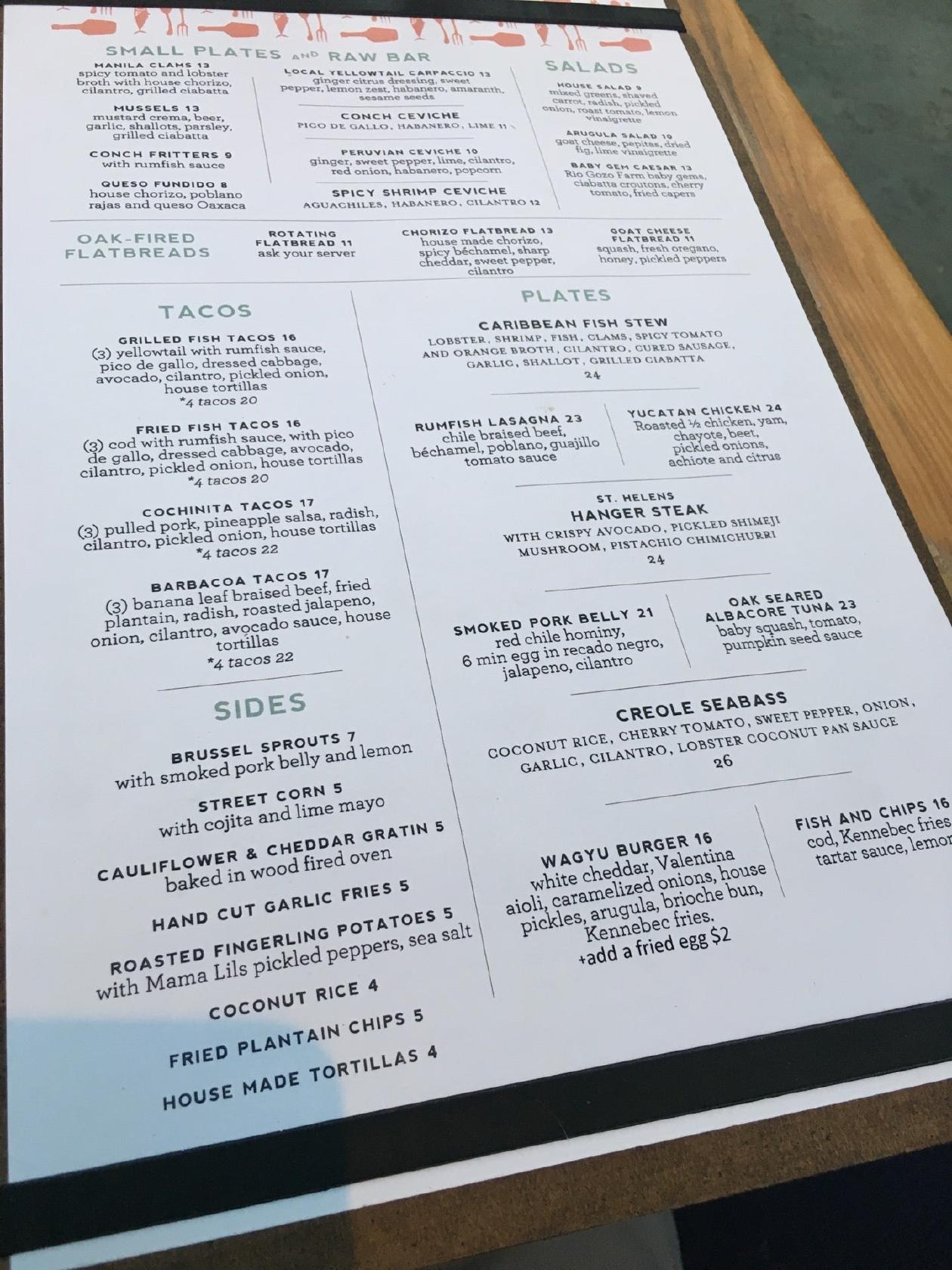 Menu at Rumfish y Vino pub & bar, Ventura