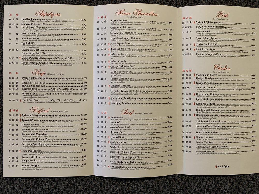 Menu At Hunan Village Restaurant Tooele