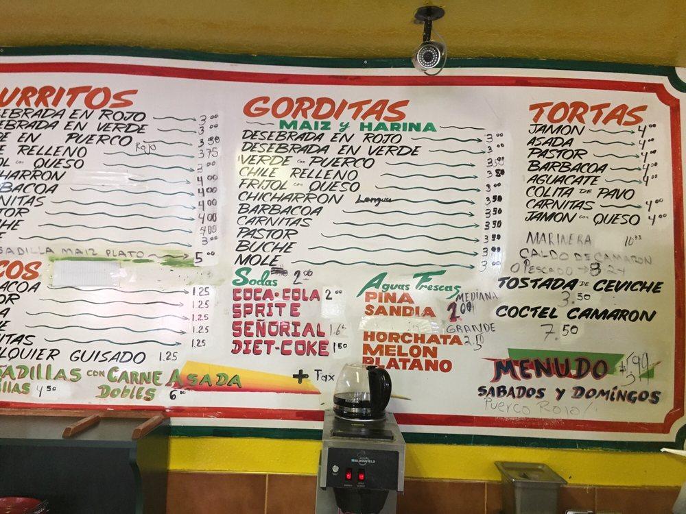 Menu at El Paisa Taqueria restaurant, Albuquerque