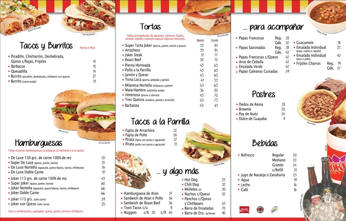 Menu at Joker Tortas & Burgers (Brisas) restaurant, Monterrey