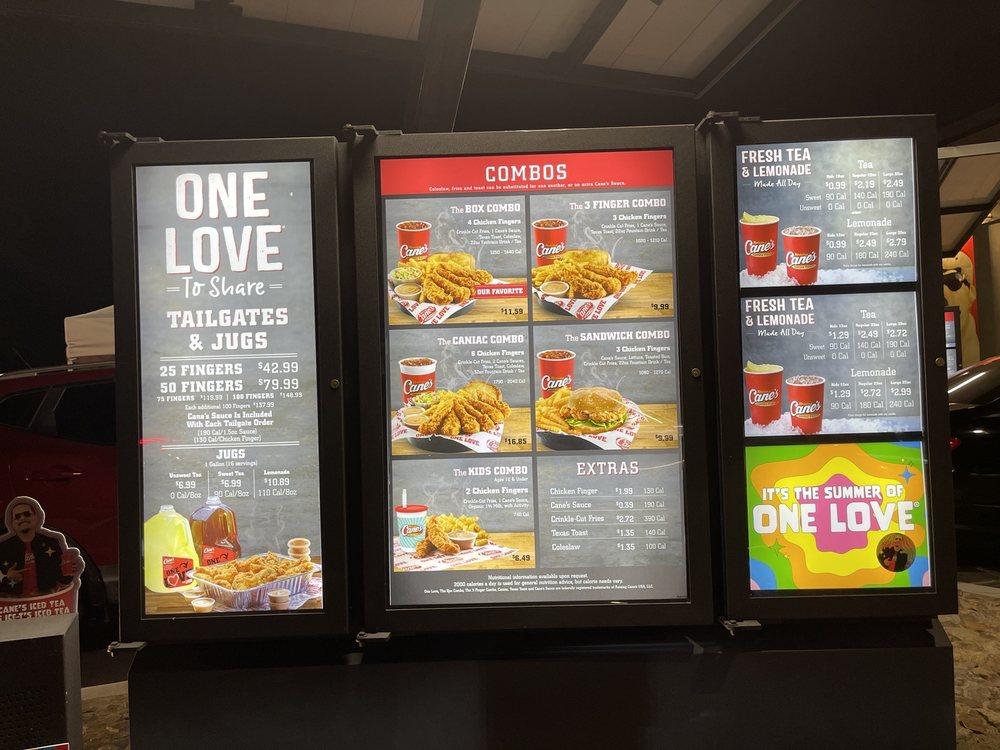 Menu at Raising Cane's Chicken Fingers fast food, Moreno Valley