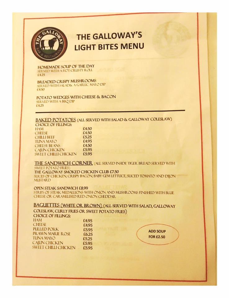Menu at The Galloway Bar & Restaurant, Portpatrick