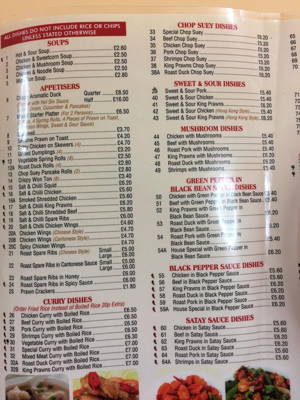 Menu at Chop Suey House fast food, Nantwich