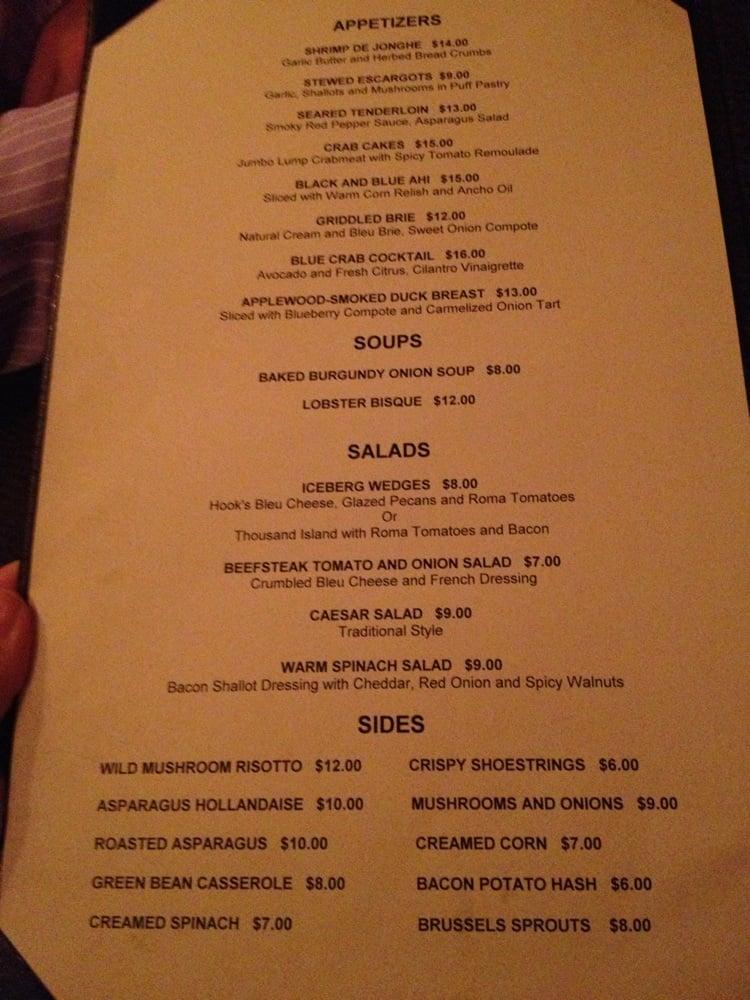 Menu at Eddie Martini's steakhouse, Wauwatosa