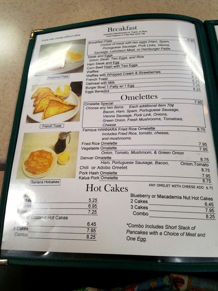 Menu at Hannara Restaurant, Maili