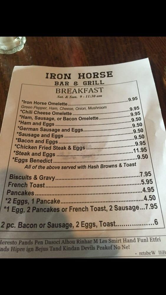 Menu at Iron Horse Bar & Grill, Spokane Valley