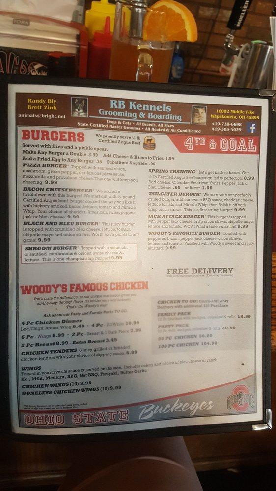 Menu at Al’s Woody’s Diner restaurant,