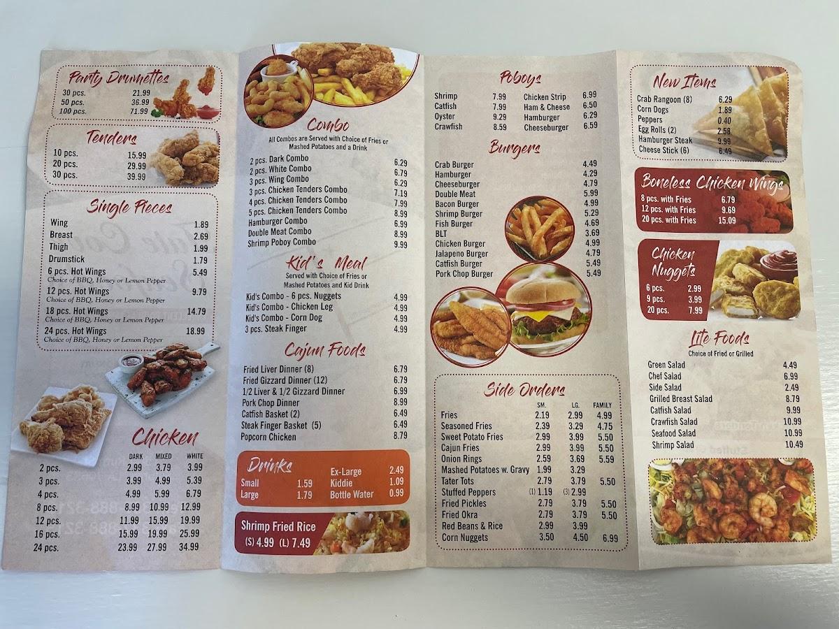 Menu at Tate Cove Seafood II restaurant, Sulphur
