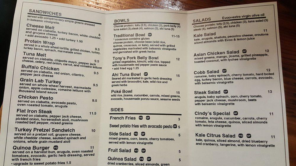 Menu at Grain Lab Deli & Kitchen restaurant, Burbank