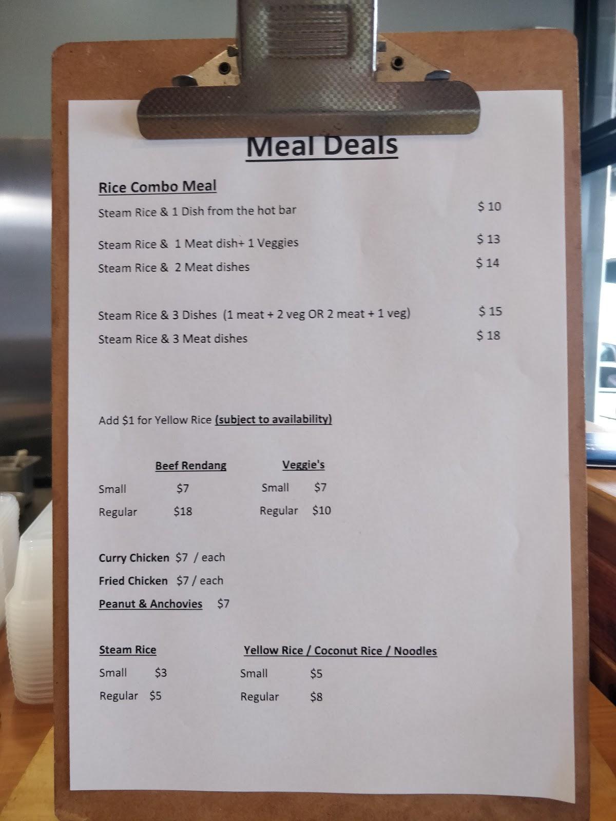 Menu at Indo Sari fast food, Glen Huntly