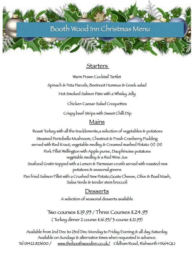 Menu at The Booth Wood Inn pub & bar, Halifax