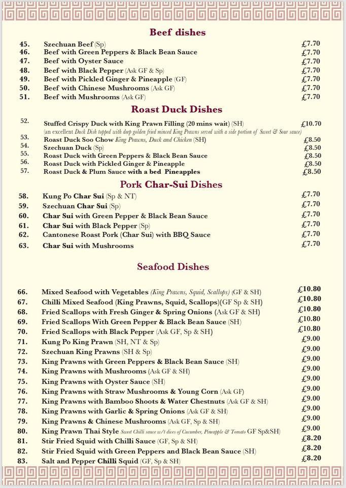 Menu at New Jasmine House restaurant, Hereford, 21 Meadow Dr