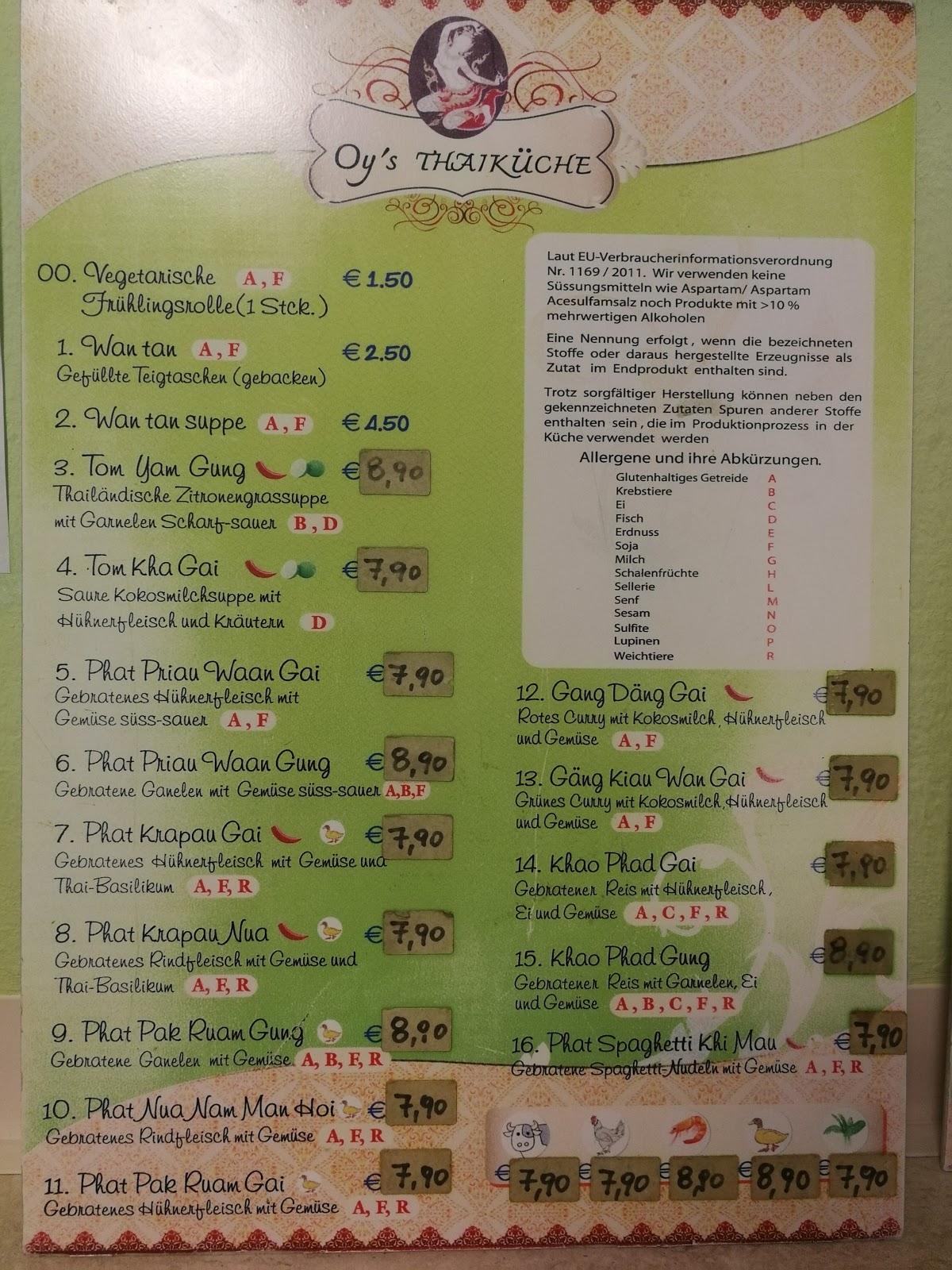 Speisekarte von Oy Thai Kitchen restaurant, Salzburg