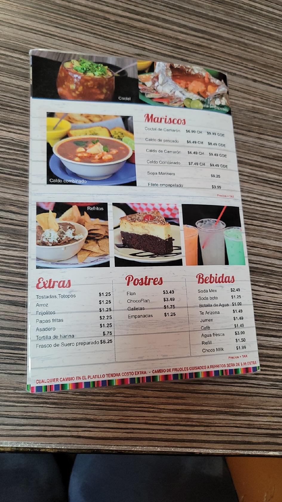 Menu at Quesadillas Estilo VillaAhumada restaurant, Socorro