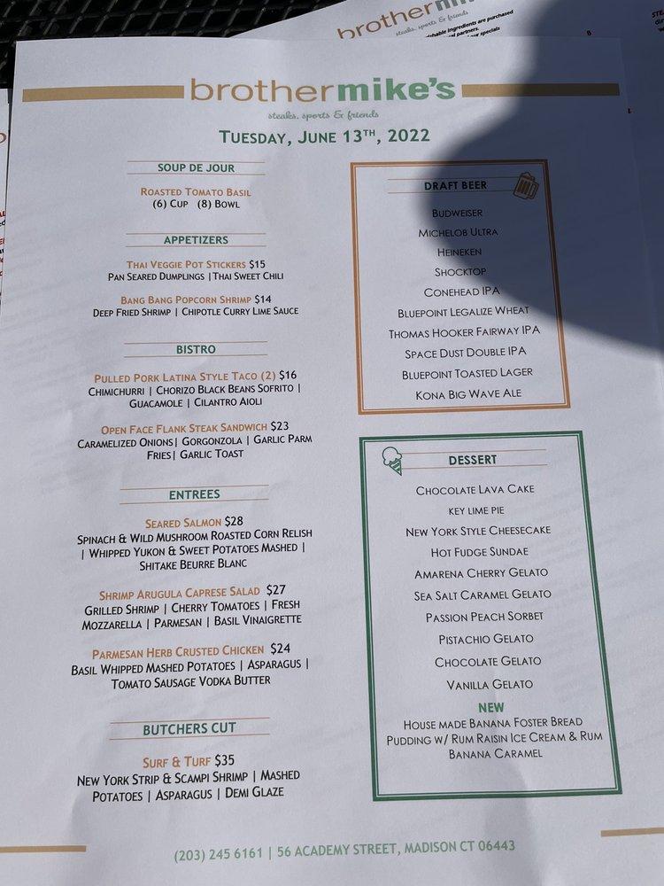 Menu at Brother Mike's Madison pub & bar, Madison