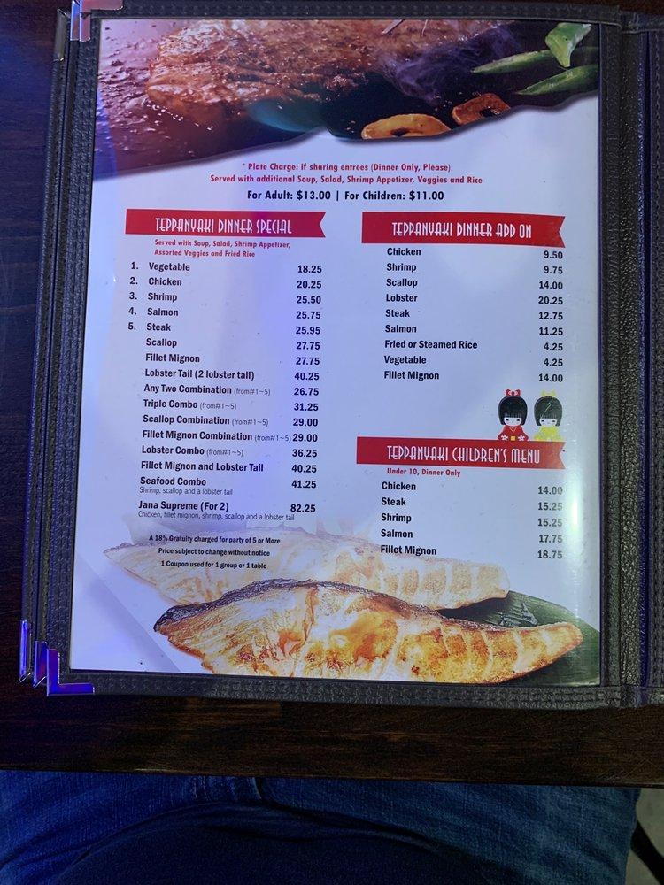 Menu at JANA STEAKHOUSE, Saint Johns, 480 Durbin Pavilion Dr 101