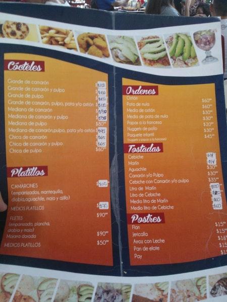 Menu at Mariscos Don Gau restaurant, Zapopan, Av Venustiano Carranza 774