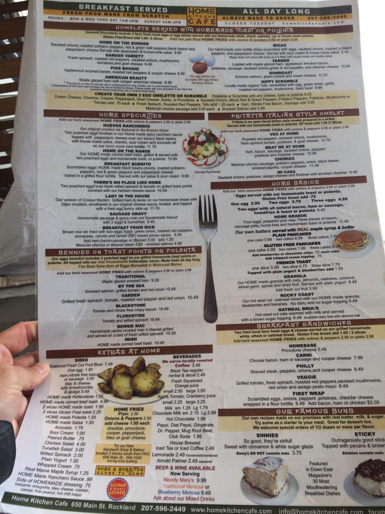Menu at Home Kitchen Cafe, Rockland