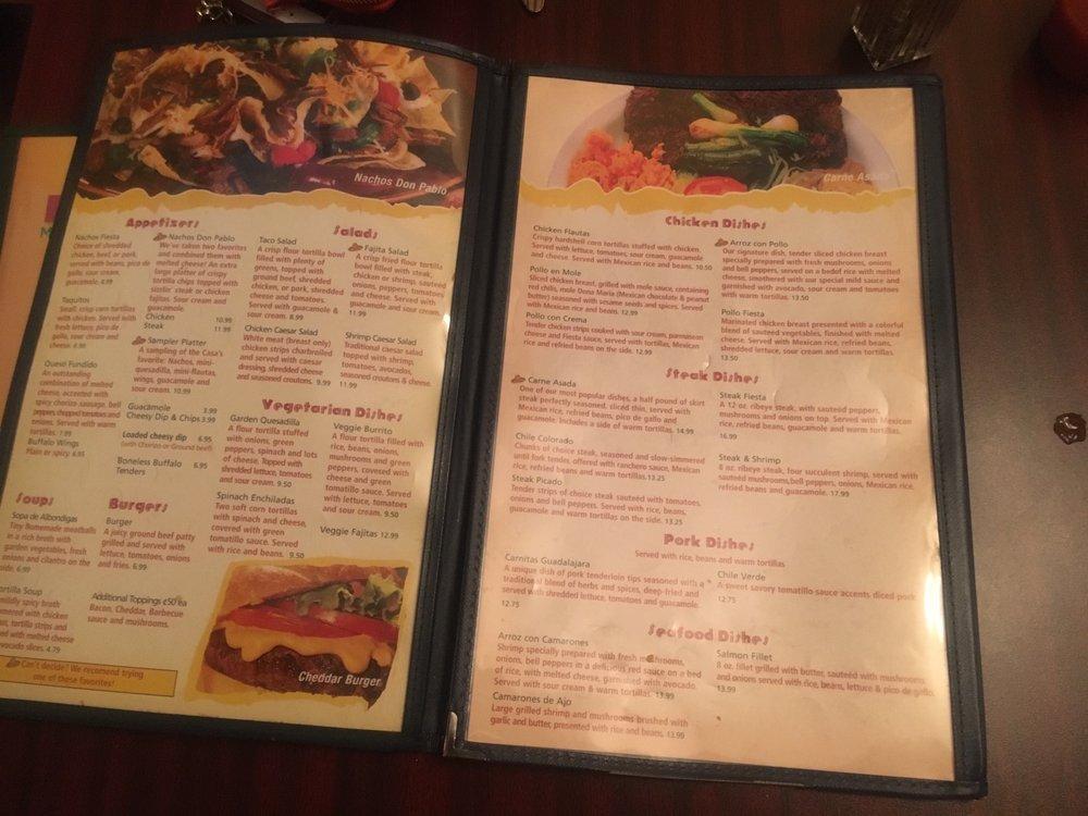 Menu At Fiesta Mexican Restaurant, Norton