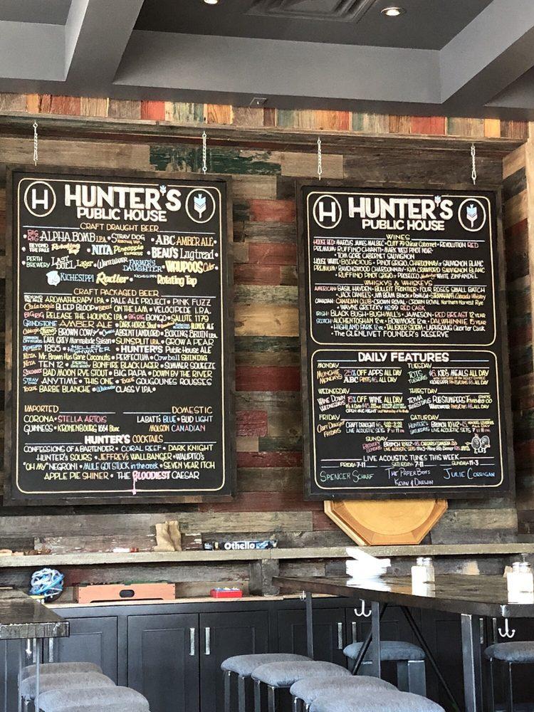 Menu at Hunter's Public House, Ottawa