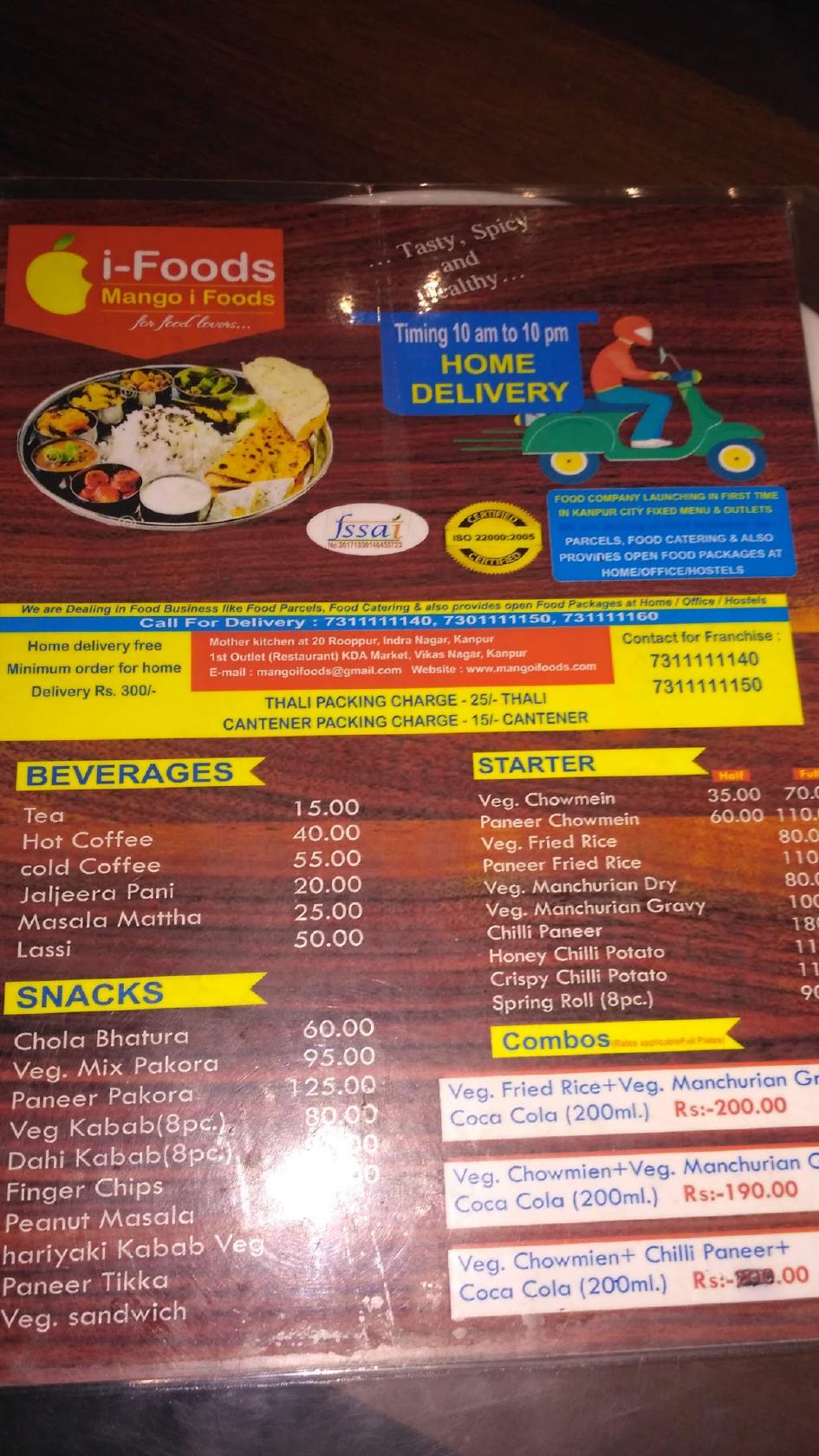 Mango i foods menu