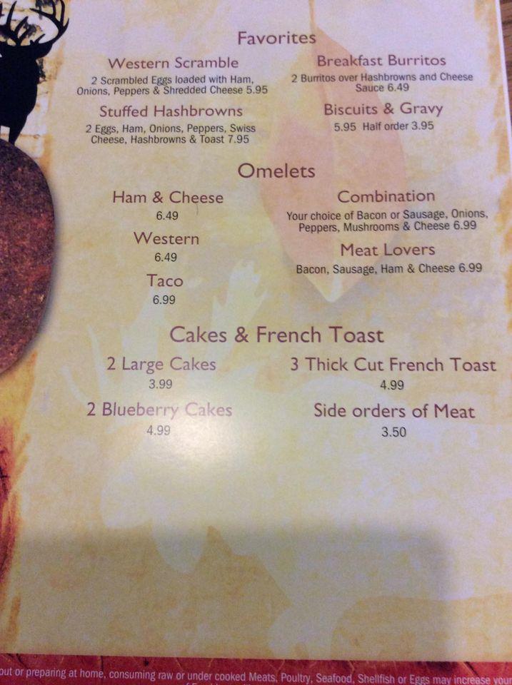 Menu at Westby Rod & Gun Club, Westby