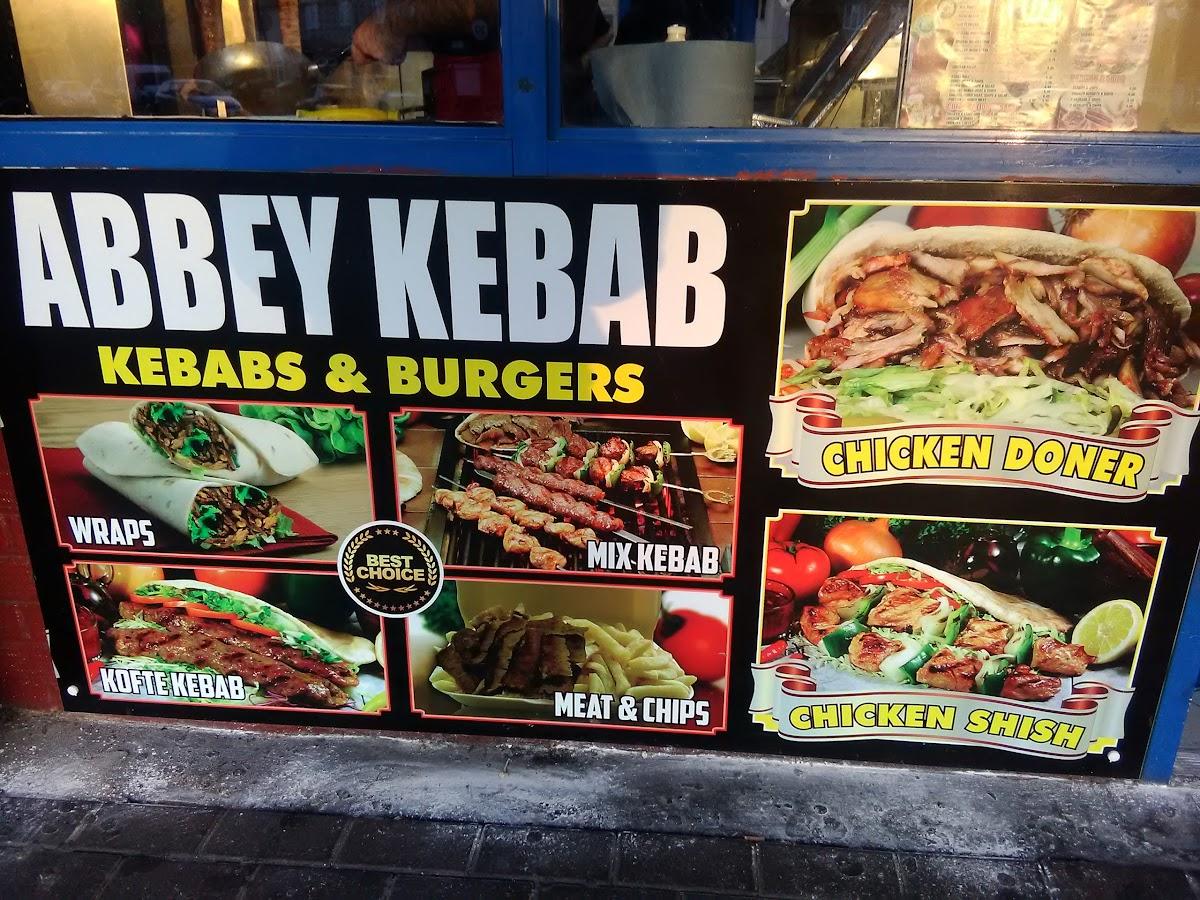 Menu at Abbey Kebab fast food, Dagenham