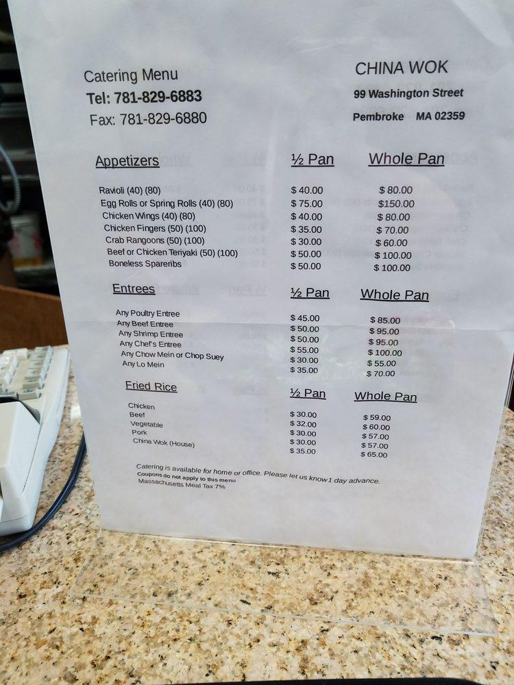 Menu at China Wok Chinese Restaurant, Pembroke