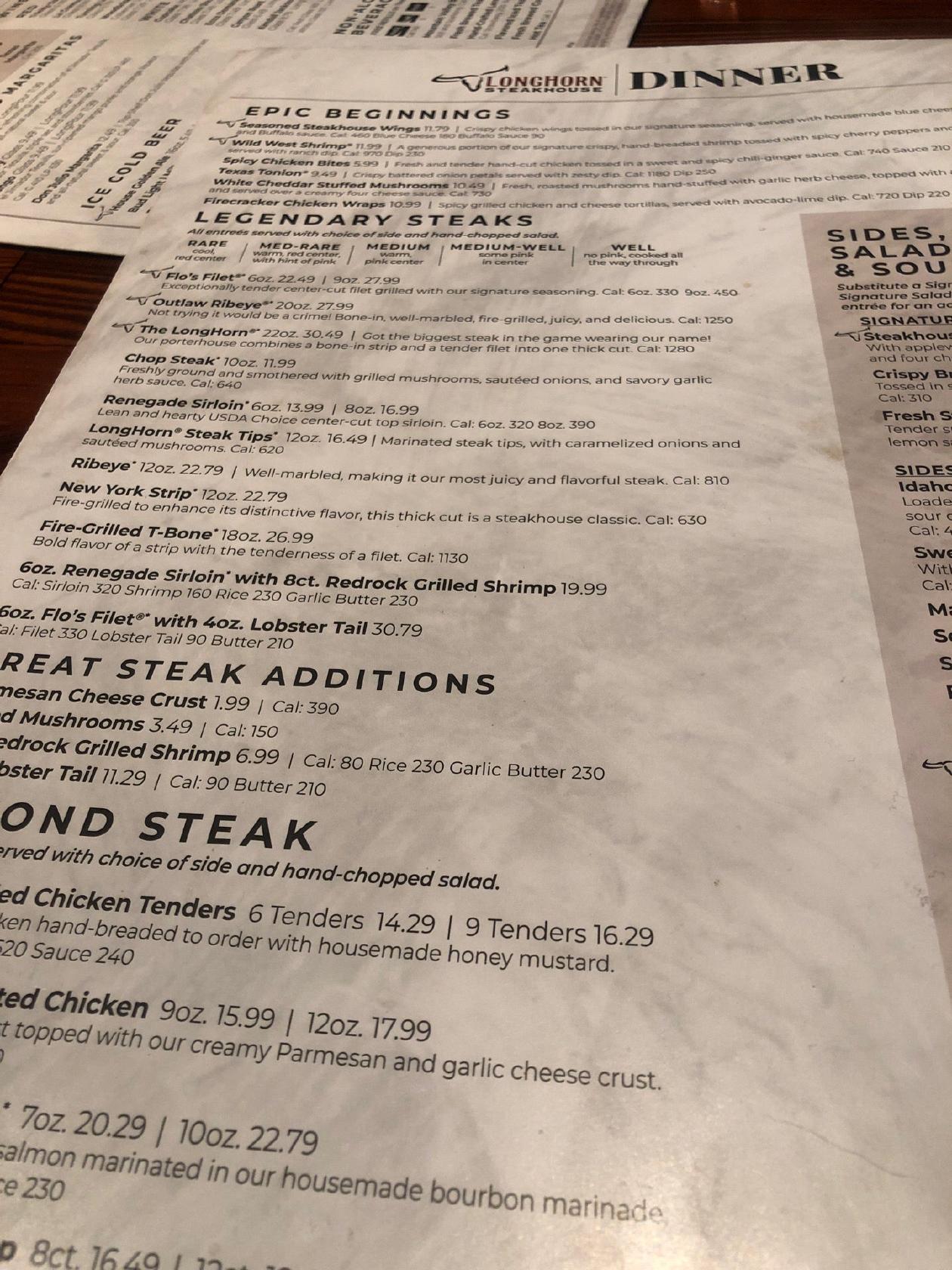 Longhorn menu deals with prices 2020