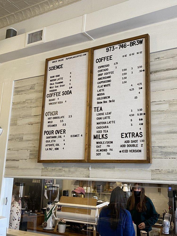 Menu at Paper Plane Coffee Co. restaurant, Montclair