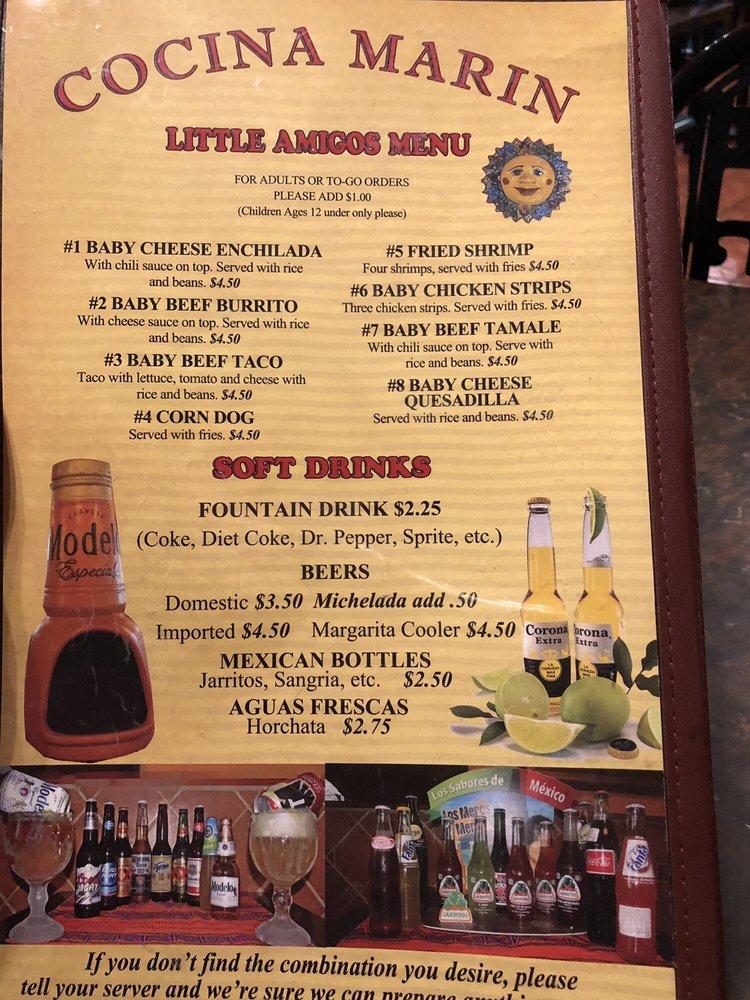 Carta de Cocina Marin Mexican Restaurant, Oklahoma City