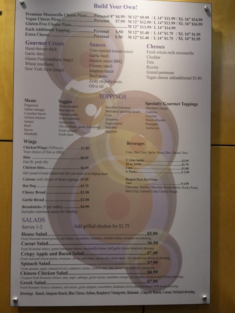 Menu at Gourmet Crust Pizza pizzeria, Burbank