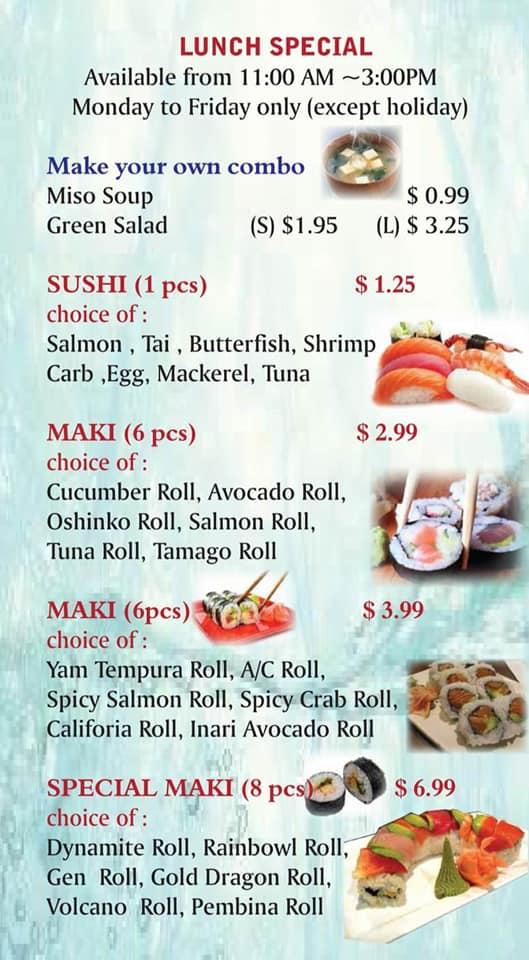 Menu at Sushi Jet (Larry Uteck) restaurant, Bedford, 540 Southgate Dr