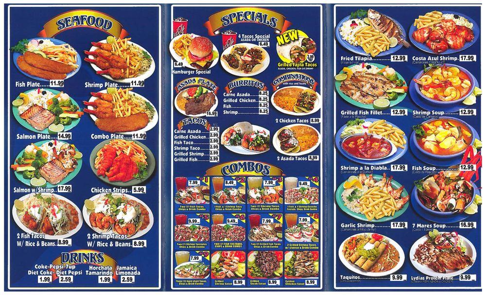 Menu at MARISCOS EL 7 MARES restaurant, Downey