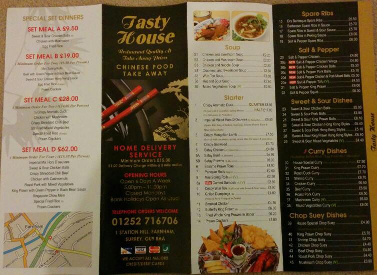 Menu At Tasty House Fast Food Farnham