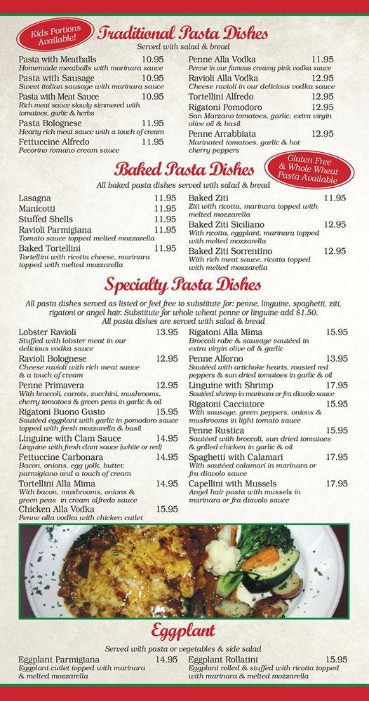 Menu at Mima's Pizzeria & Restaurant, Yorktown Heights