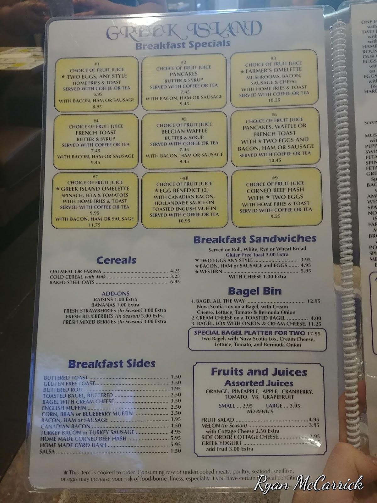 Menu at Greek Island Diner pub & bar, Wading River