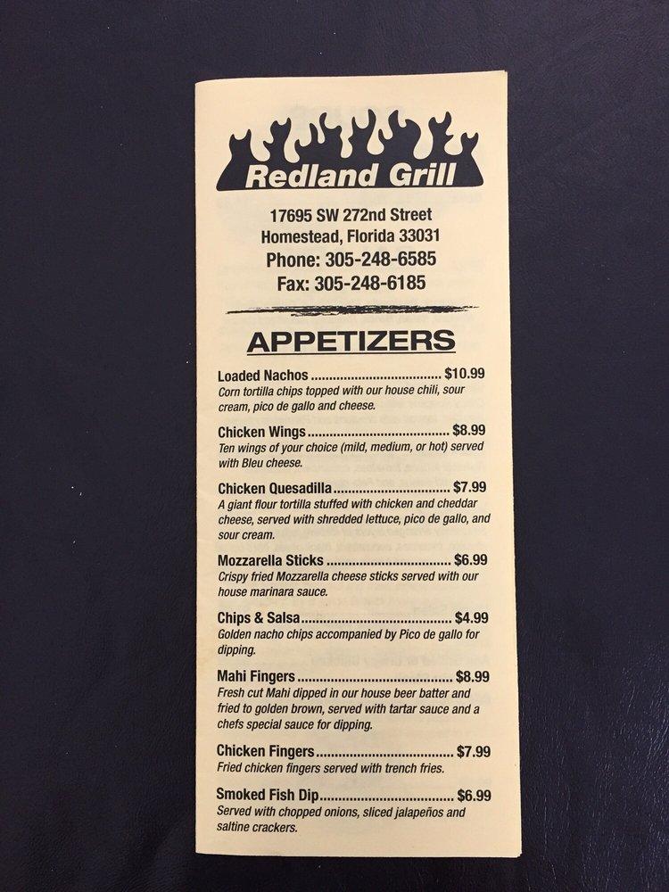 Menu at Redland Grill pub & bar, Homestead, SW 272nd St