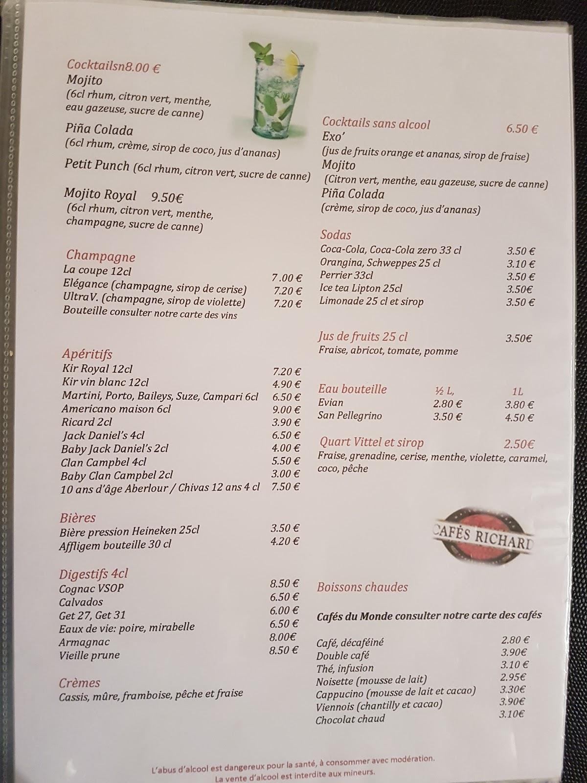 Menu au La Fleur de sel restaurant, CrépyenValois