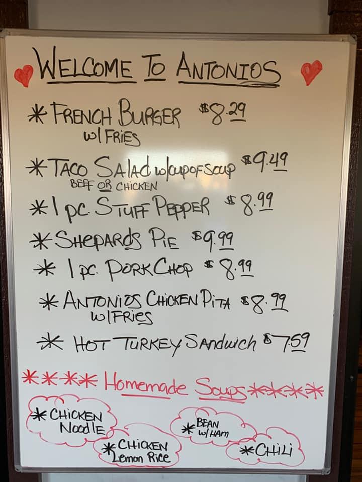 Menu at Antonio's Coney Island restaurant, Flint