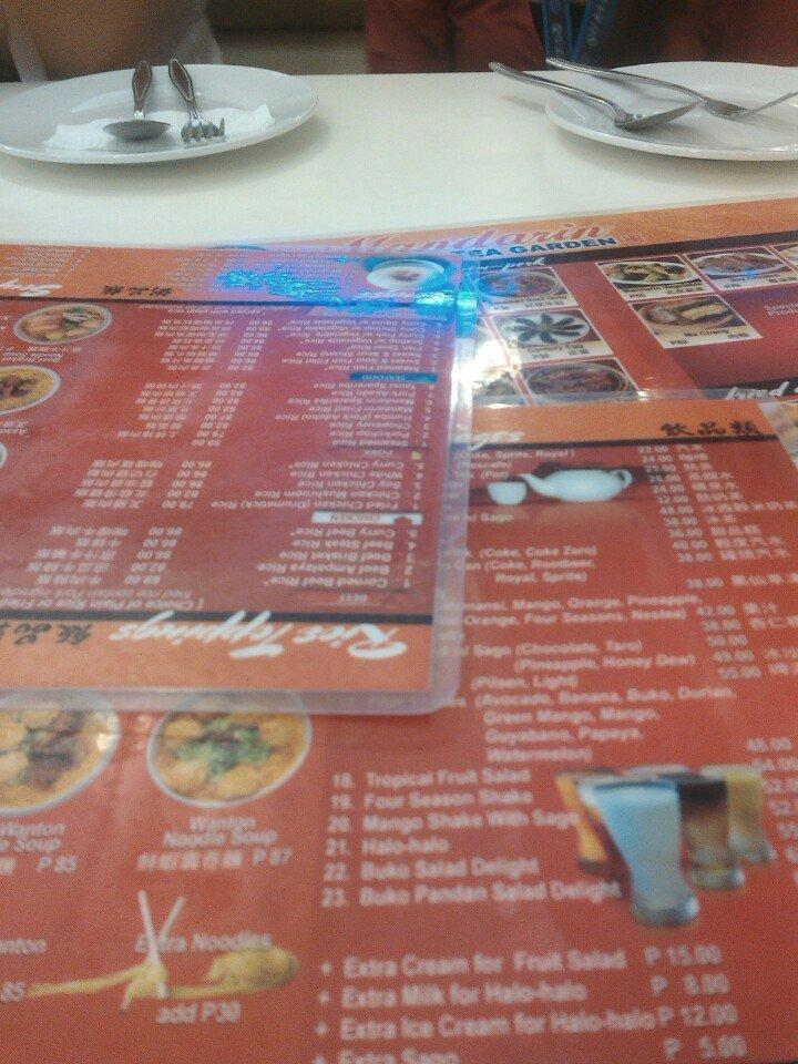 Menu at Mandarin Tea Garden restaurant, Cebu City, Skyrise 3