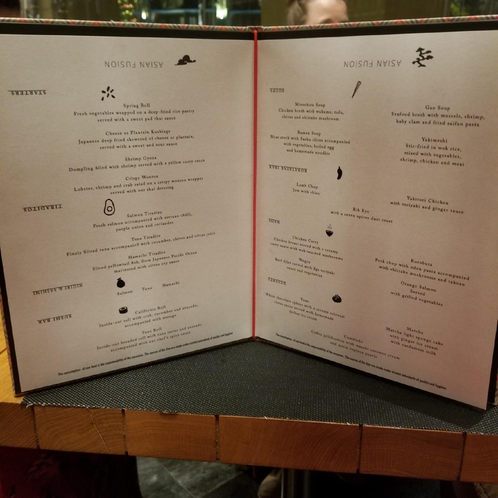 Carta de Ha Restaurante Hotel Xcaret, Playa del Carmen