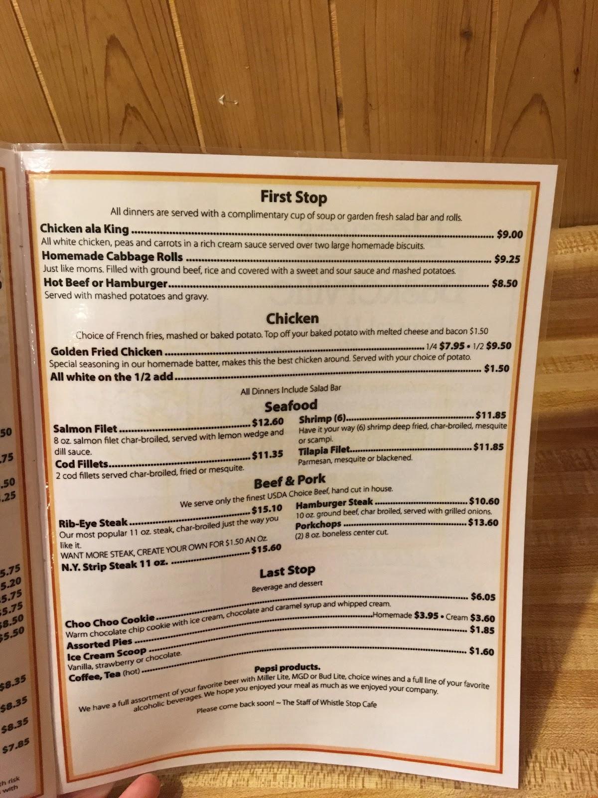 Menu at Whistle Stop Cafe Diamond IL, Diamond
