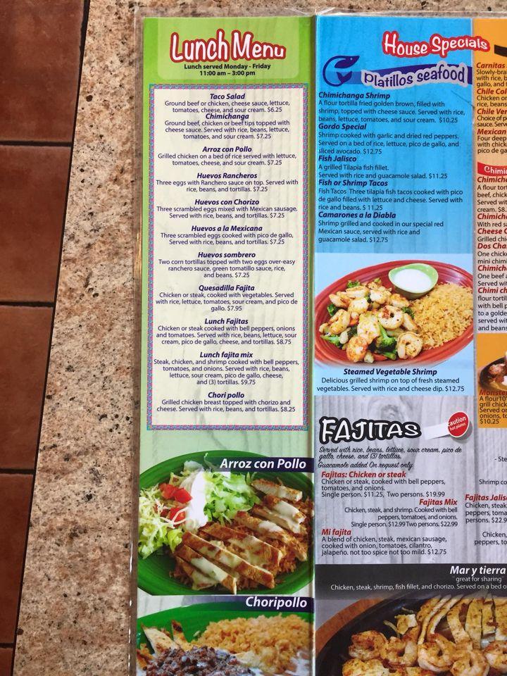 Menu at El Jalisco Herrin restaurant, Herrin