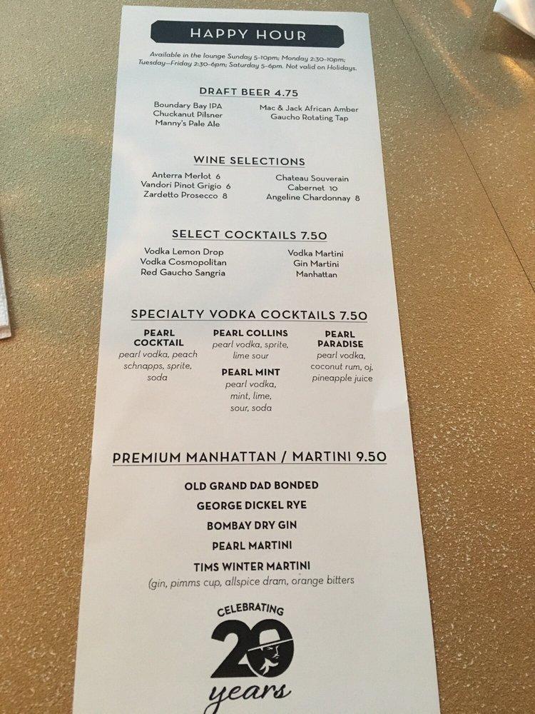 Menu at El Gaucho Bellevue pub & bar, Bellevue