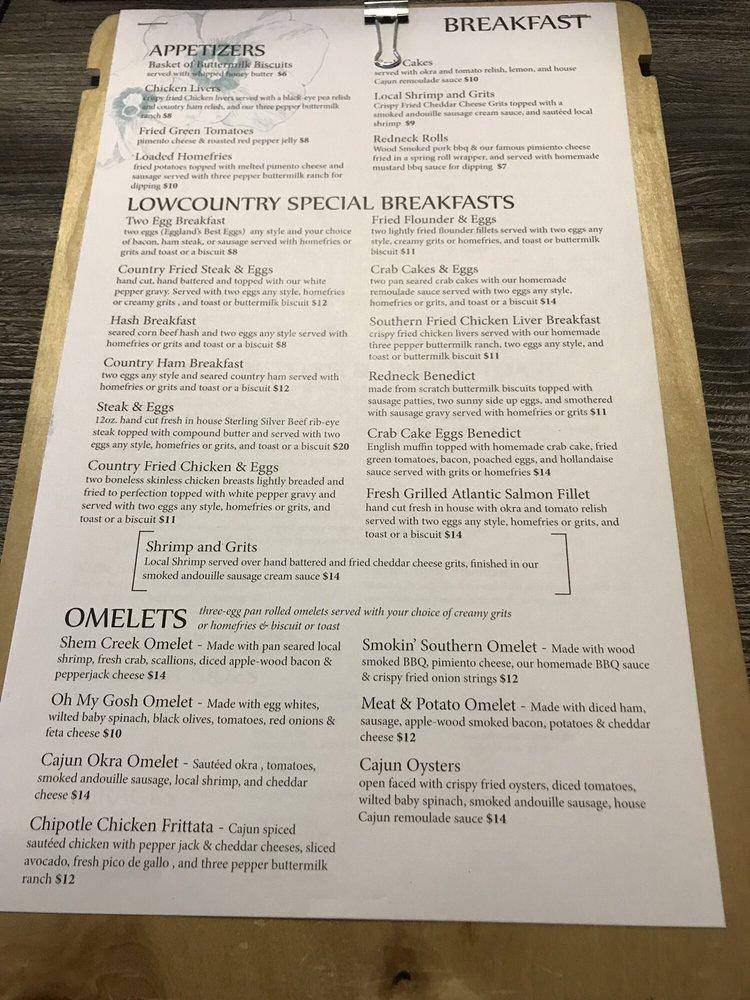 Menu at Page's Okra Grill restaurant, Mount Pleasant