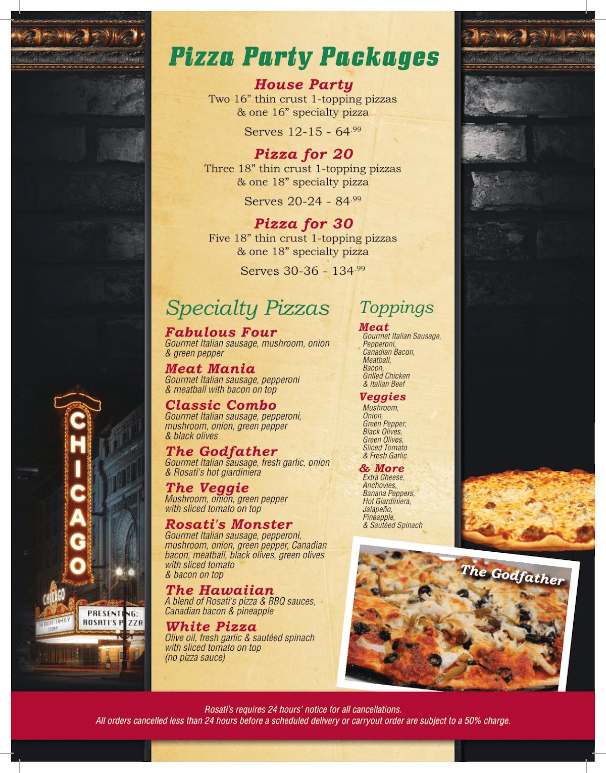 Menu at Rosati's Pizza pub &amp; bar, Waco