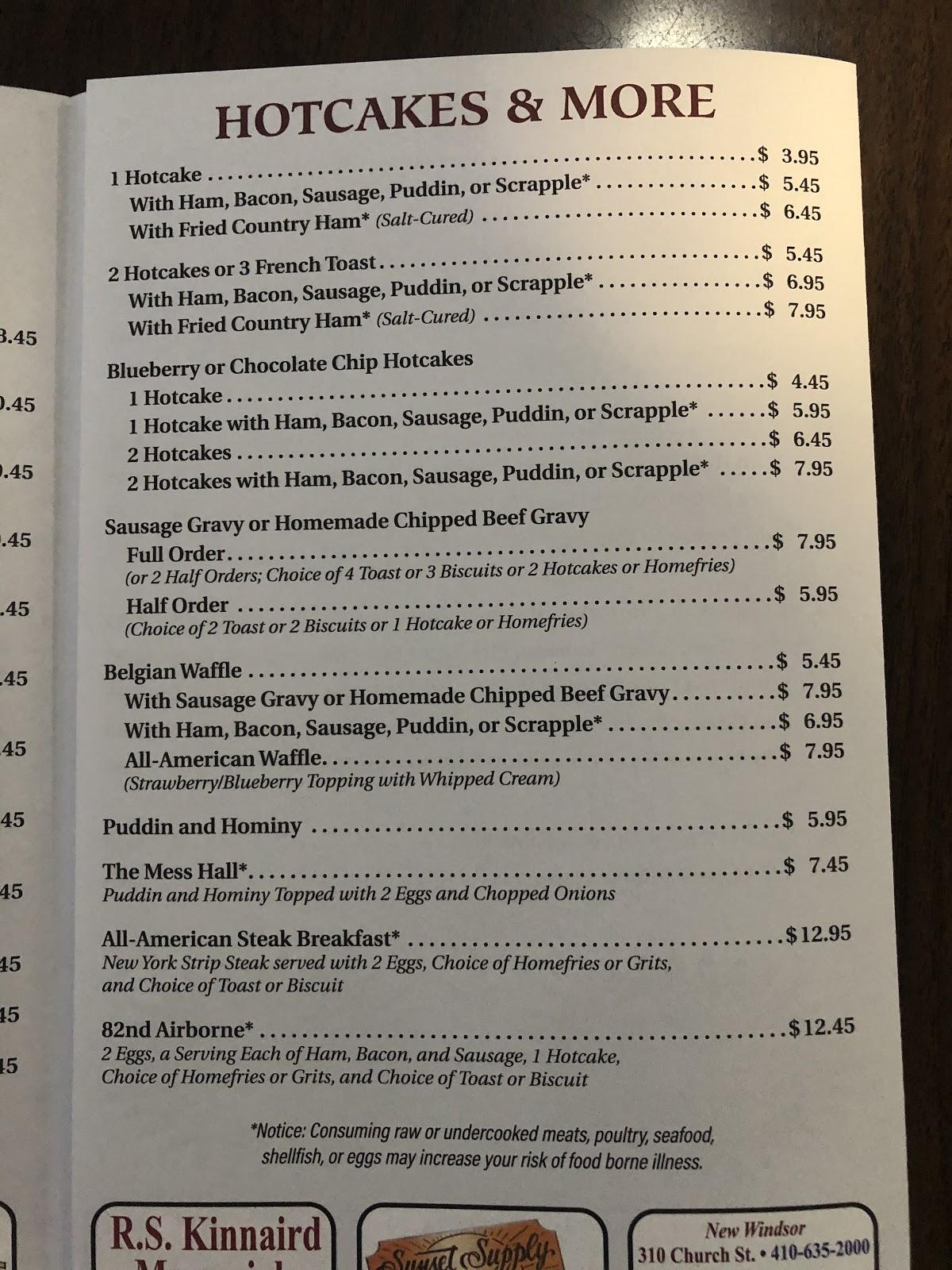 Menu at The Olde Towne Restaurant, Woodsboro