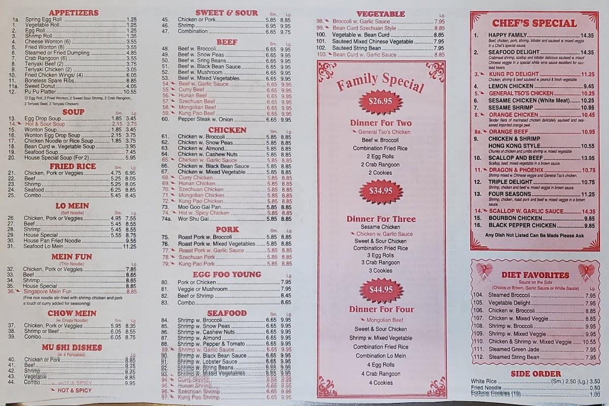 Menu at China King restaurant, Crestwood, KY146